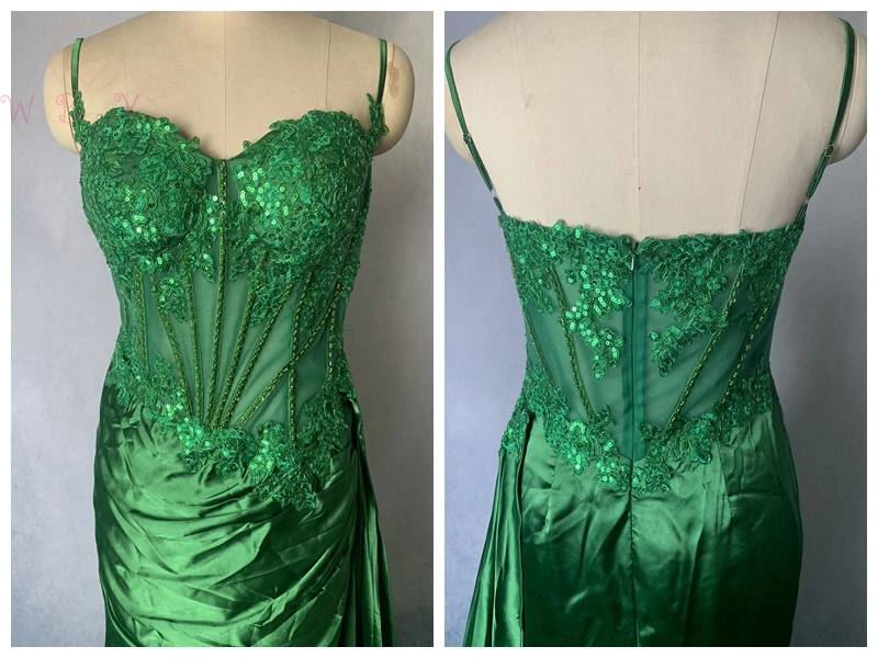 مثير الوهم الديكور فساتين لحضور الحفلات الموسيقية حورية البحر السباغيتي حزام الساتان مع ارتفاع سبليت طويل رسمي المرأة فساتين السهرة مخصص