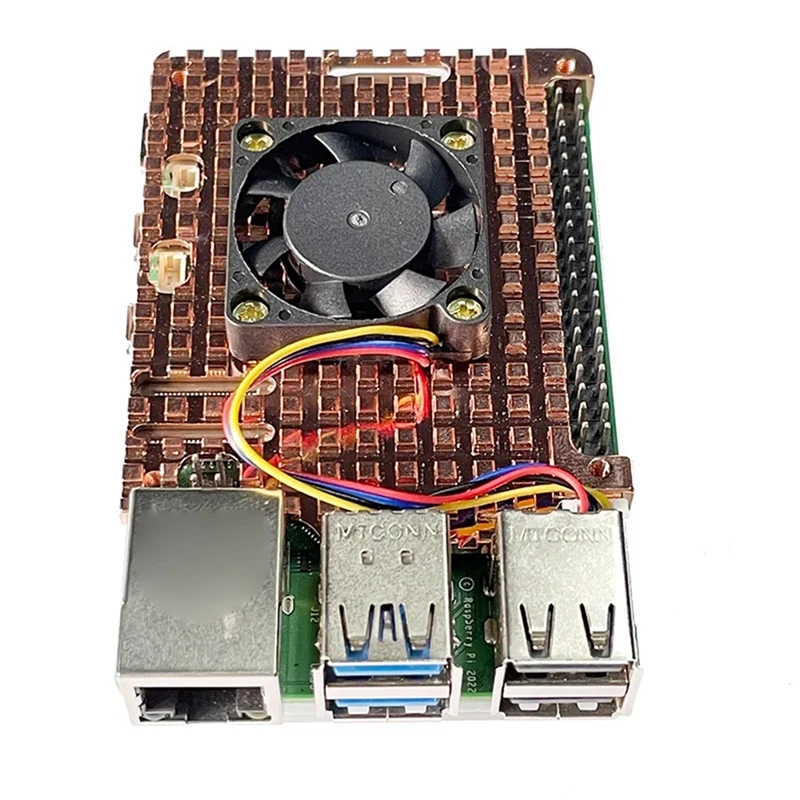 Pure Copper Heatsink For Raspberry Pi 5 With 4-Wire PWM Speed Control Cooling Fan Heatsink