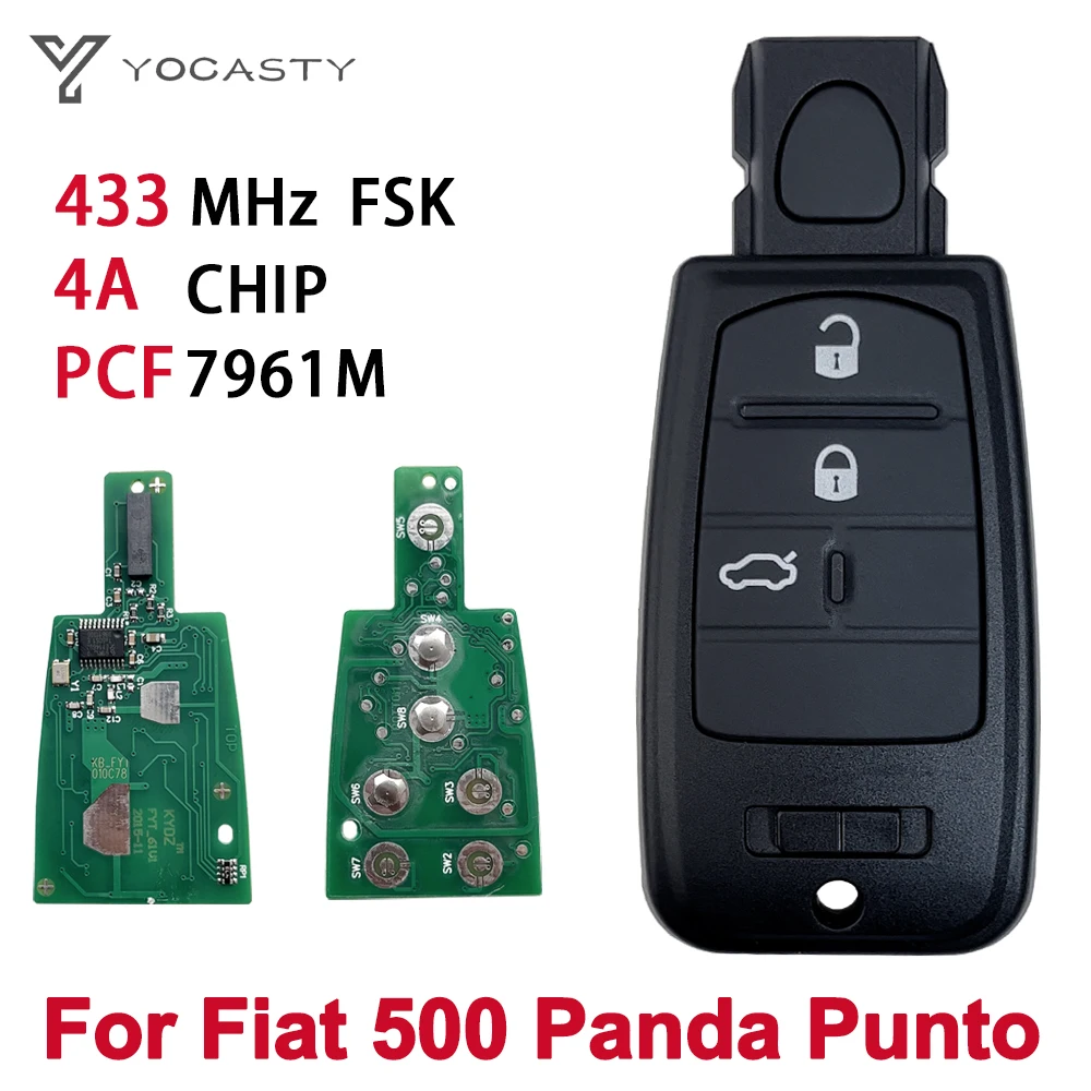 

YOCASTY 433Mhz 4A PCF7961M Remote Smart Control Car Key For Fiat 500 Panda Punto Bravo Ducato Viaggio Ottimo Stilo