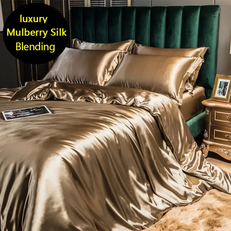 

Mulberry Silky Blending Bedding Set Silky High-end Blending Silky Duvet Cover Set with Fitted Sheet Luxury Bedding Sets Queen