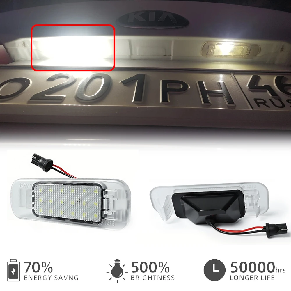 

18SMD White LED License Number Plate Light Tail Bumper Lamp for Kia Rio MK1 MK2 Rio5 Hatchback New Pride Sephia Sport Taxi 6000K
