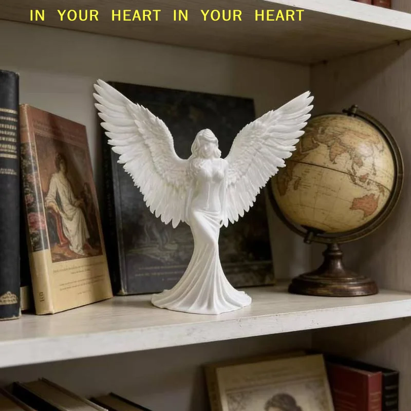 【X】Desktop Angel Goddess Decoration 3D Printed Pure White Wing  Statue for Office Home Spiritual Space view 5