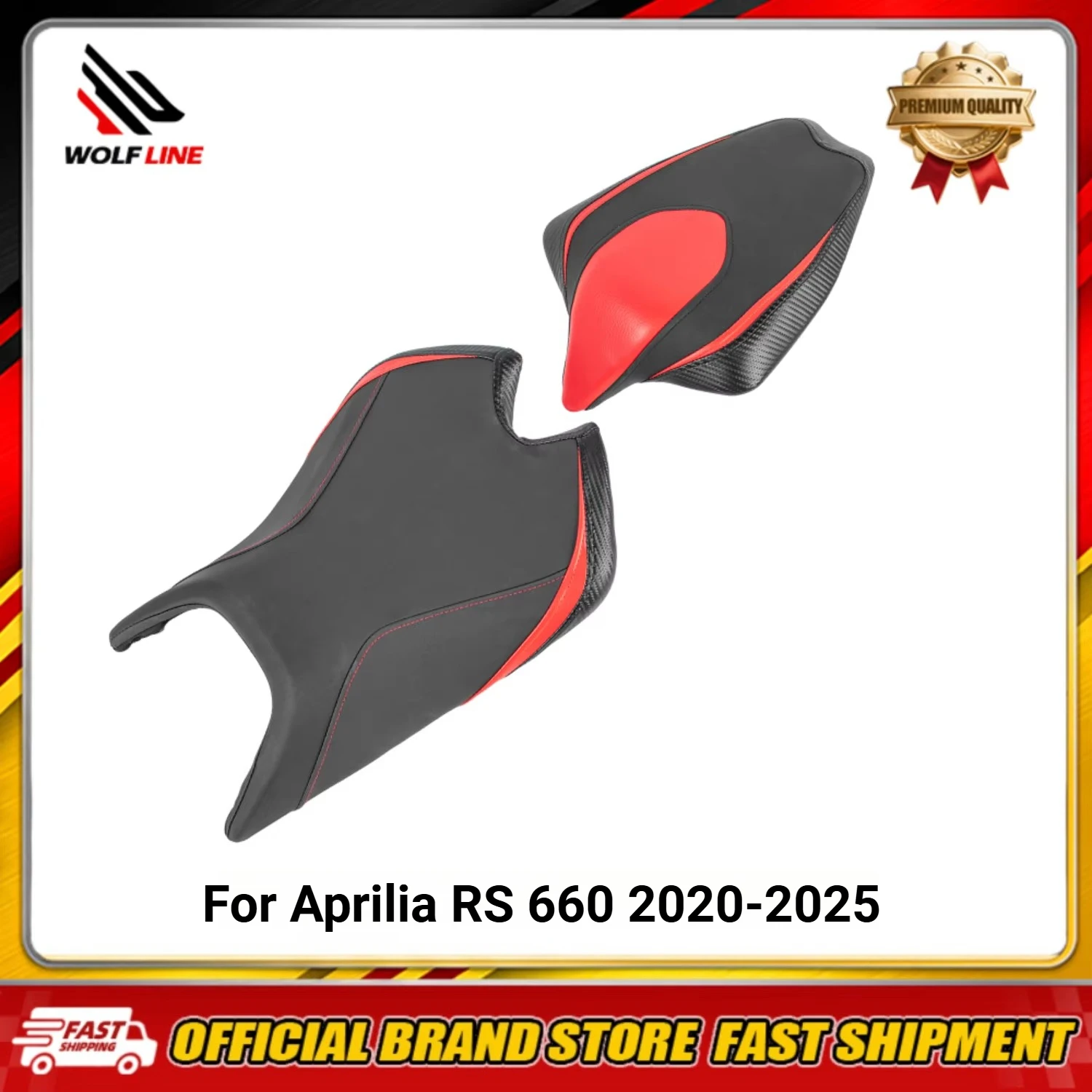 WOLFLINE Driver & Passenger Seats for Aprilia RS 660 2020-2026 Comfort Front Rear Double Seat Cushion for Daily Road Trip Riding