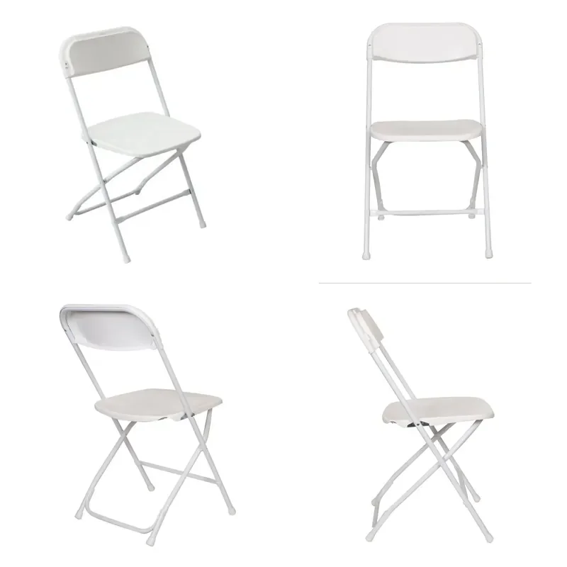durable Morezhome High Quality Modern UV Protective White Wedding Plastic Folding Chairs for Indoor and Outdoor