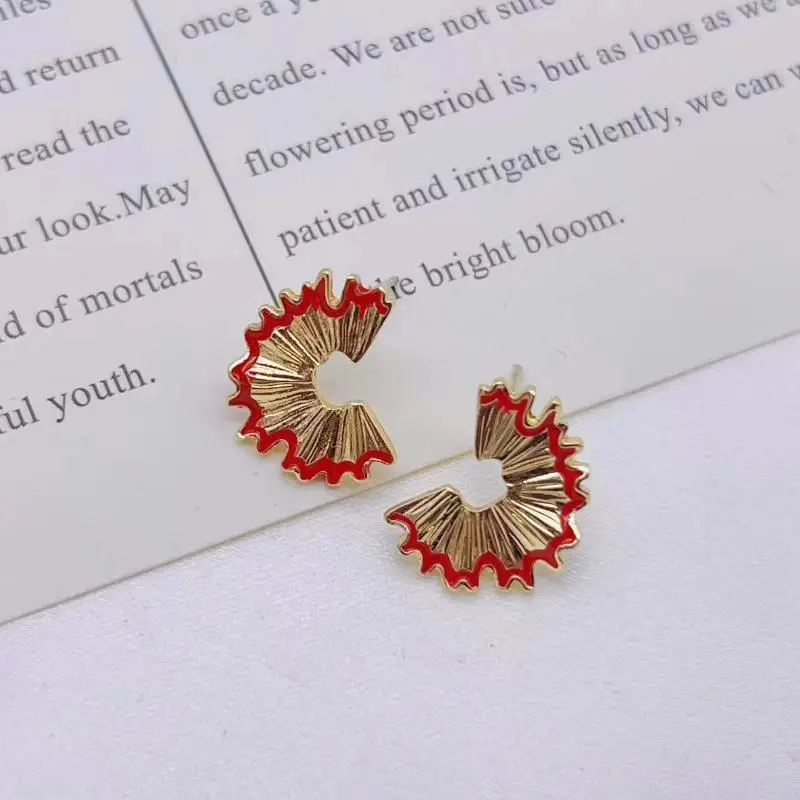 Irregular Geometry Pencil Scraps Alloy Earrings Piercing For Women Jewelry Gift Funny Punk Ear Studs - view 2