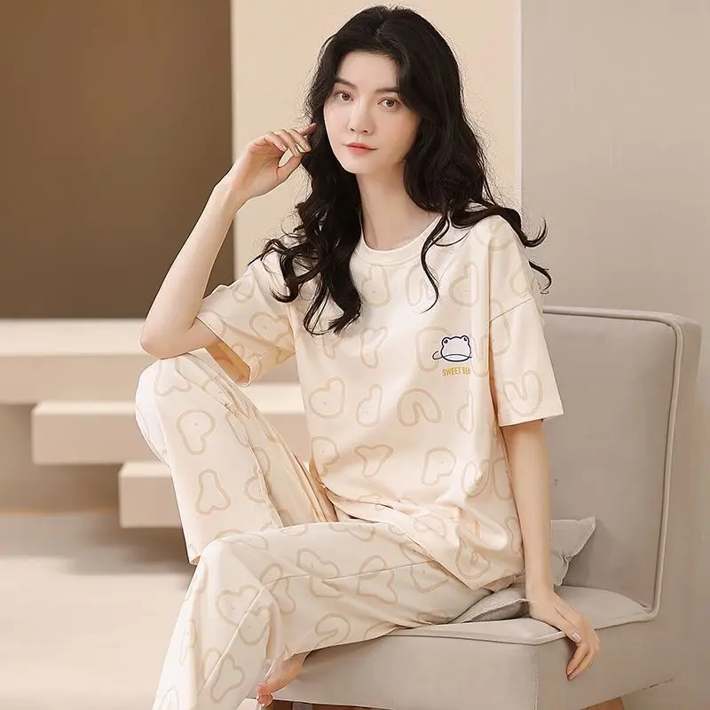 Women\'s New Pajamas Loungewear Set Women\'s Spring Summer Loungewear Can Be Worn Outside Plus Size Loose Casual Loungewear