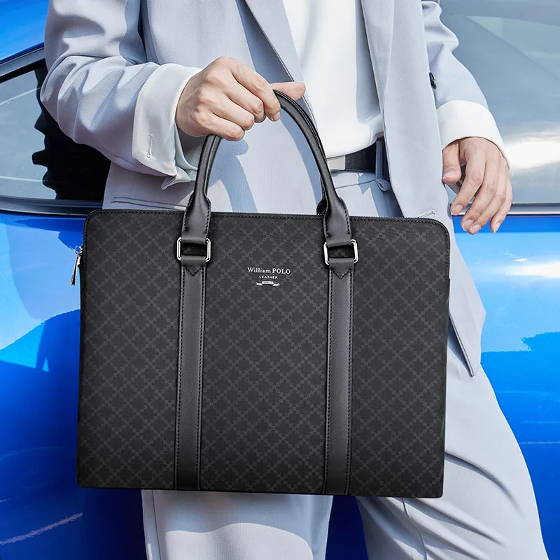 Business briefcase Men's Handbag Men's horizontal large capacity laptop bag Leisure office travel bag Fashion