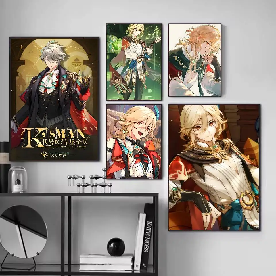 جينشين إمباكت كافيه الهيثم ملصق فني ذاتي اللصق ملصق مضاد للمياه مقهى ديكور جدران غرفة النوم #4