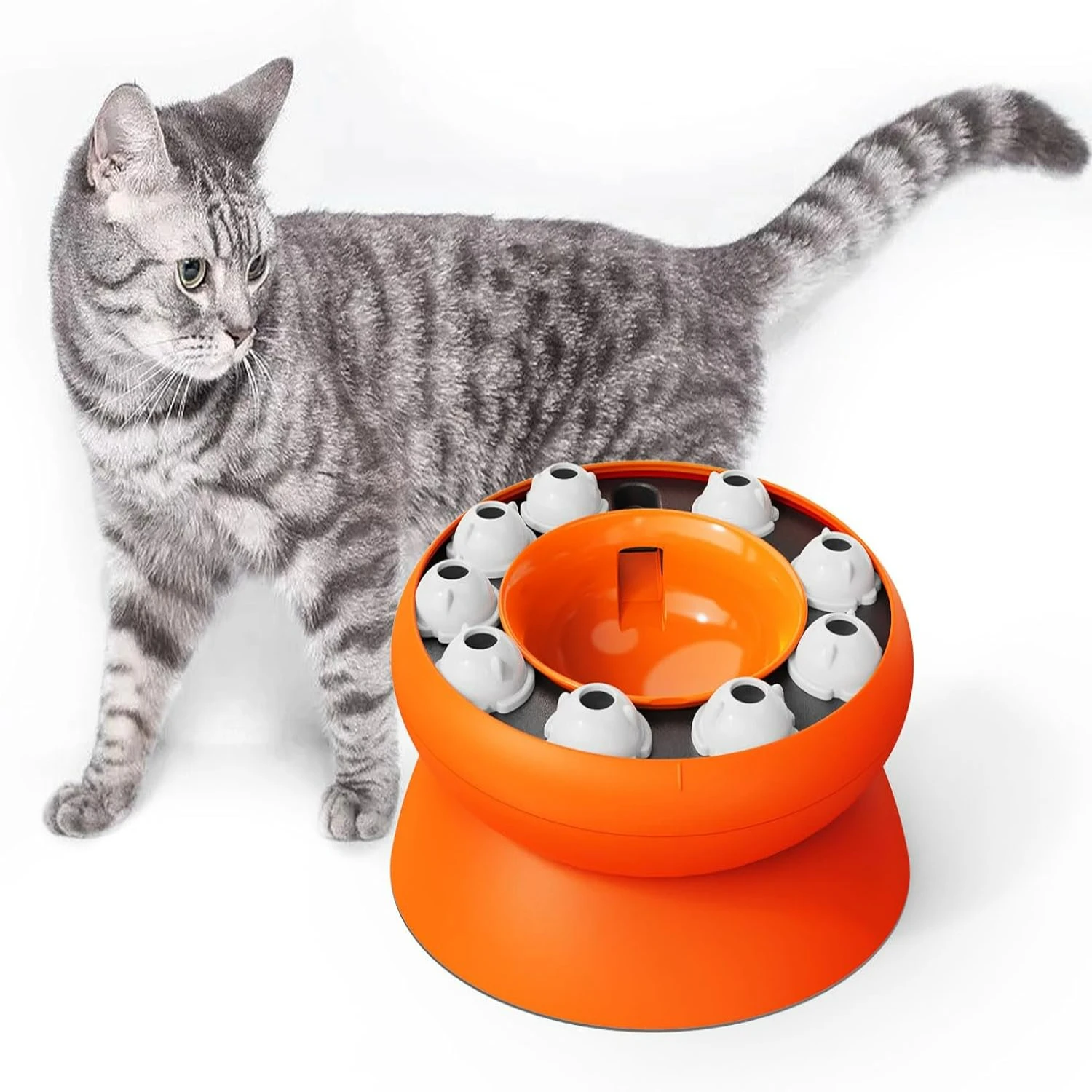 

Enriching Interactive Puzzle Toy for Cats - Elevated Slow Feeder Dispenser for Dry Food and Treats - Suitable for All Breed Size