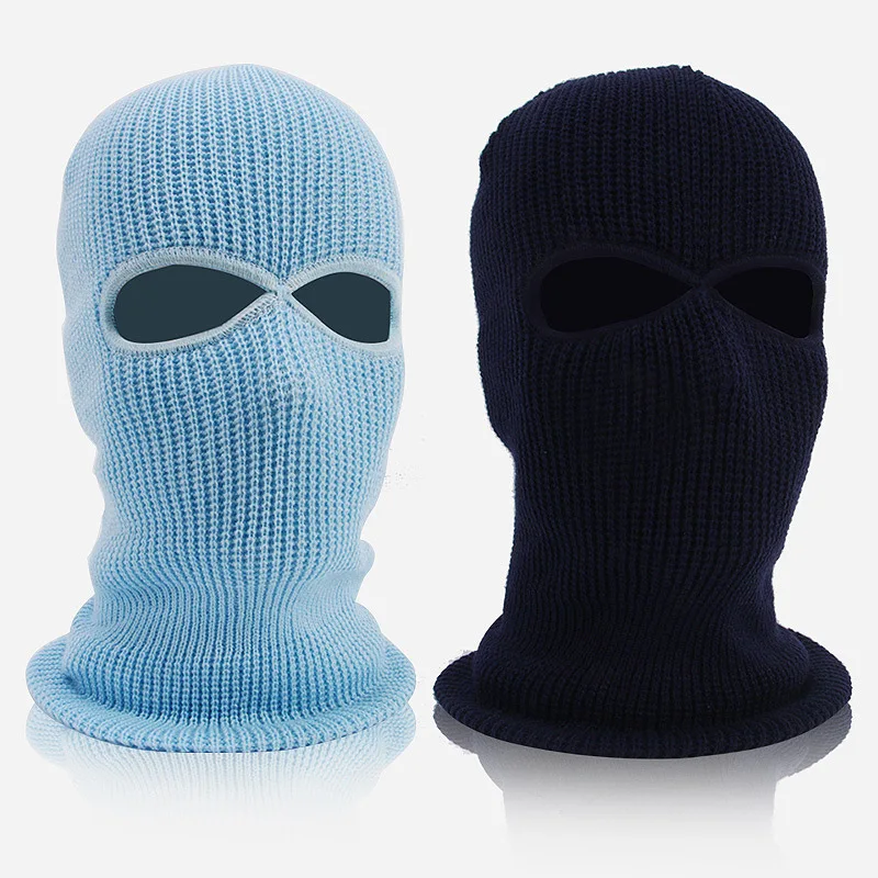 Autumn Winter Knitted Caps 3 Hole Full Face Mask Ski Cycling Army Tactical Mask Cover Hats Balaclava Hood Motorcycle Helmet