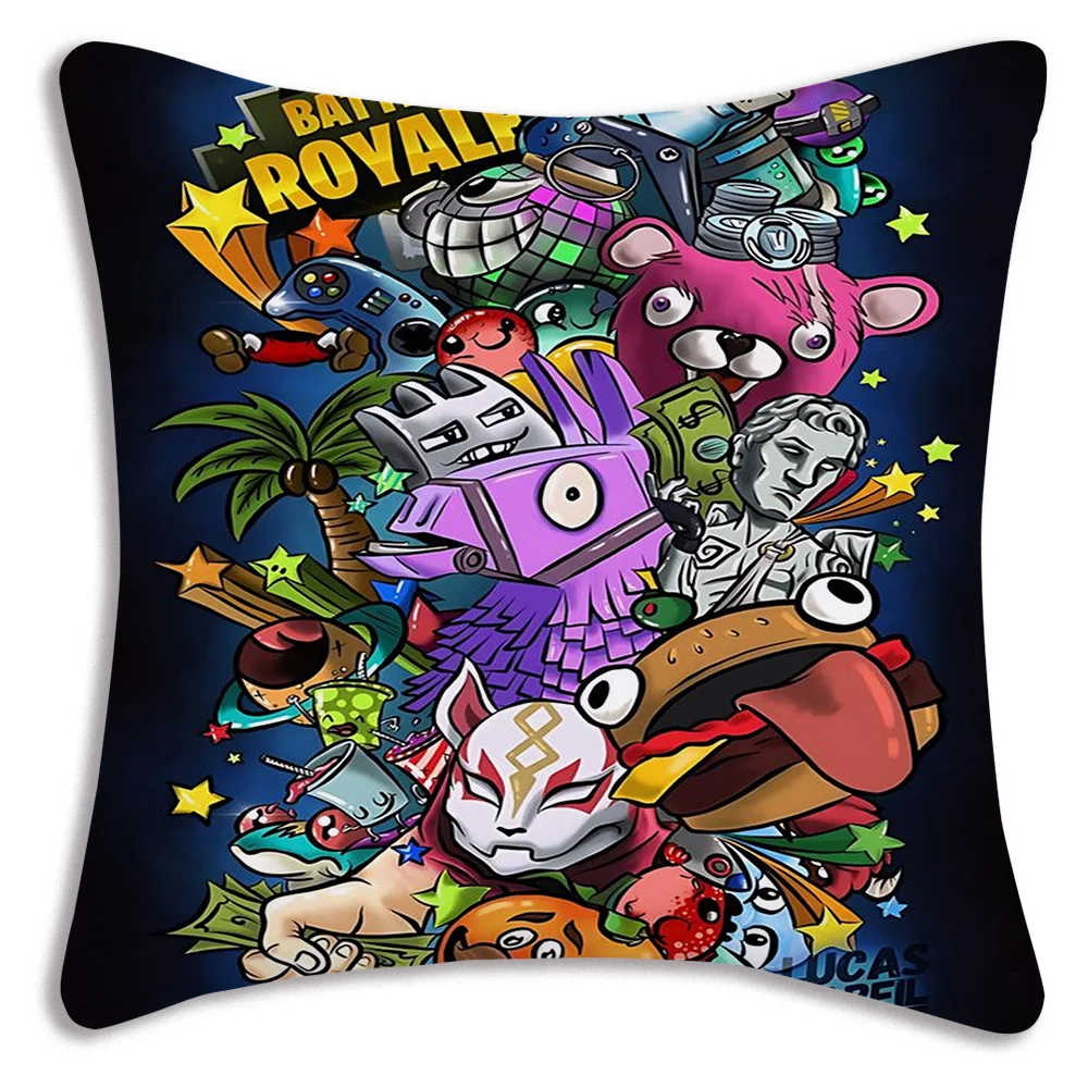 Hot Game Pillow Covers Cartoon Sofa Decorative Home Double-sided Printing Short Plush Cute Cushion Cover F-F-FORTNITES