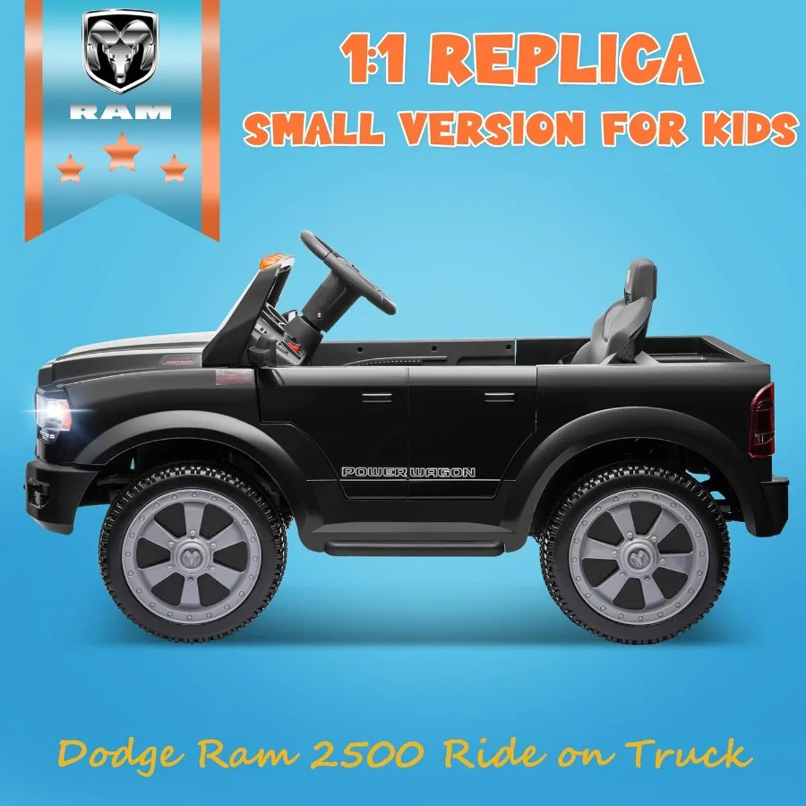 12V 7Ah Licensed Ride On Car Truck, Electric Car Ride On Toys w/Parent Remote Control, LED Llights, MP3 Music & Back Storage, Id