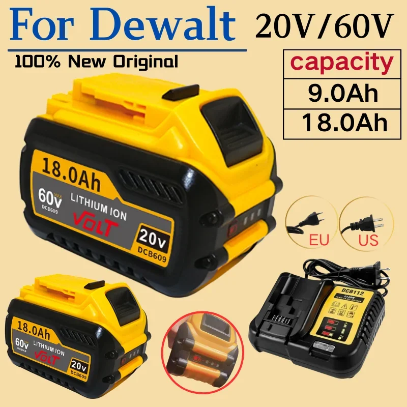 Original 60V/20V for Dewalt Battery 18.0AH Li-Ion Rchargeable Batteryies for Dewalt DCB609 DCB200 DCB182 DCB205 DCB206 DCB209