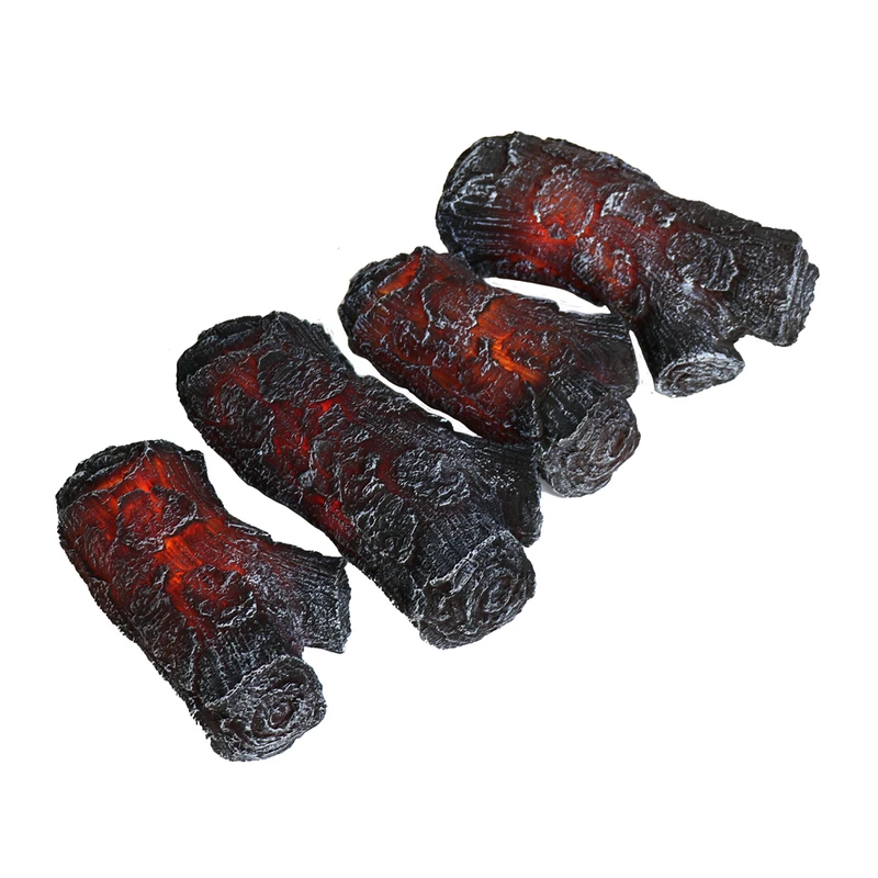 1 Set 3D-Harz-Holzkohle-Lampe, simulierte Holzkohle-Streifen, Kamin-Dekorationszubehör, LED-Carbon-Feuerlicht zur Dekoration – Detail 16