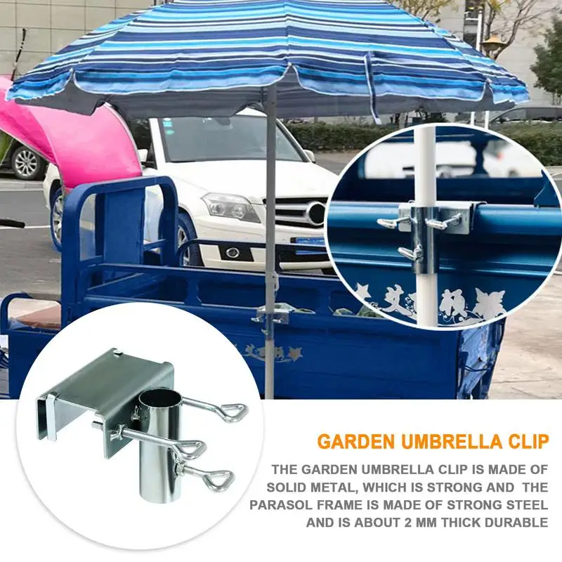 Garden Courtyard Parasol Holder Heavy Duty Umbrella Clamp Metal Umbrella Stand For Outdoor Railing Umbrella Support Stand