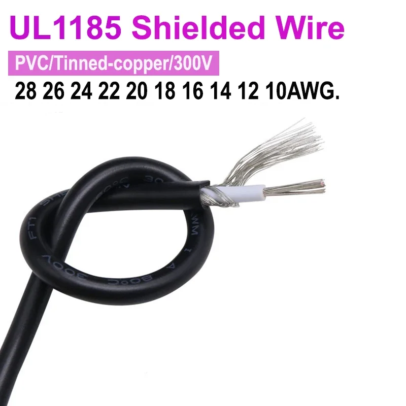 

5/10/20M UL1185 PVC Shielded Wire 28 26 24 22 20 18 16 14 12 10 AWG Channel Audio Single Core Electronic Copper Shielding Wires