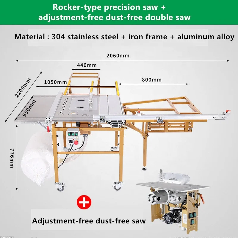 Jt-9bx Model Multifunction High-precision Sliding Table Saw Dust Free Portable Sliding Table Machine Woodworking
