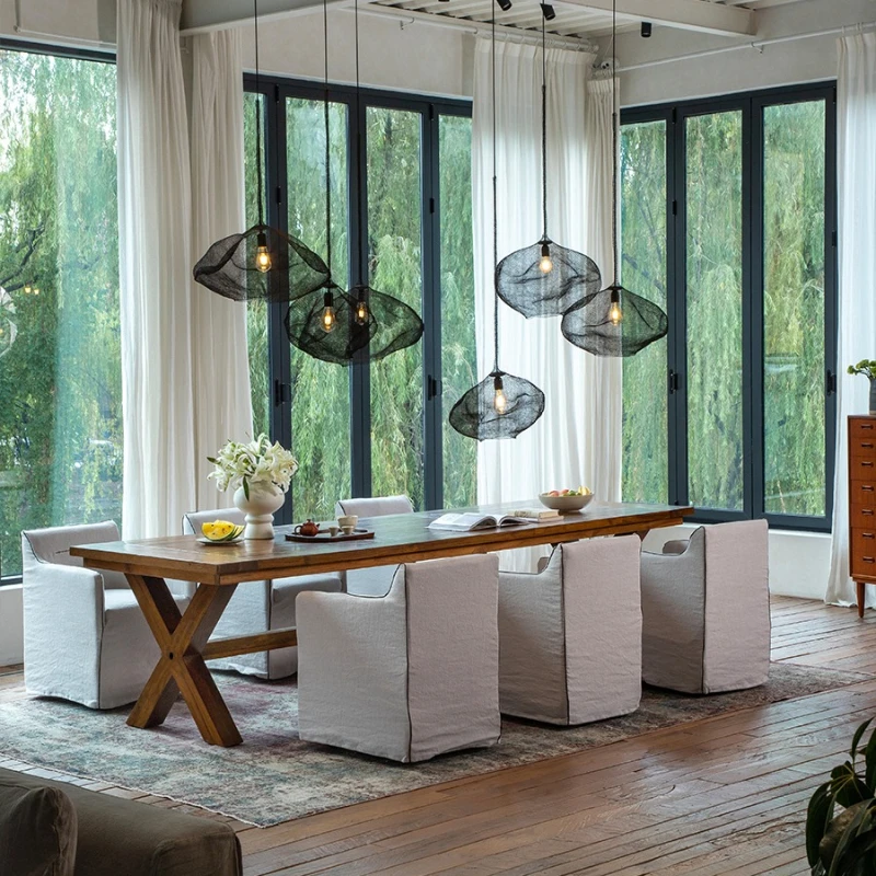 

Retro style rectangular dining table, all solid wood conference table in B & B villas