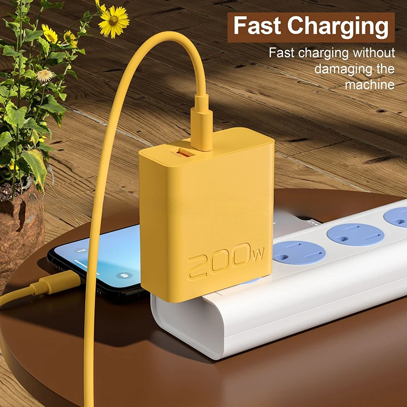 200W USB Type-C Phone Charger For Phone For USB-C Dual Port PD Fast Charging Power Adapter For Travel