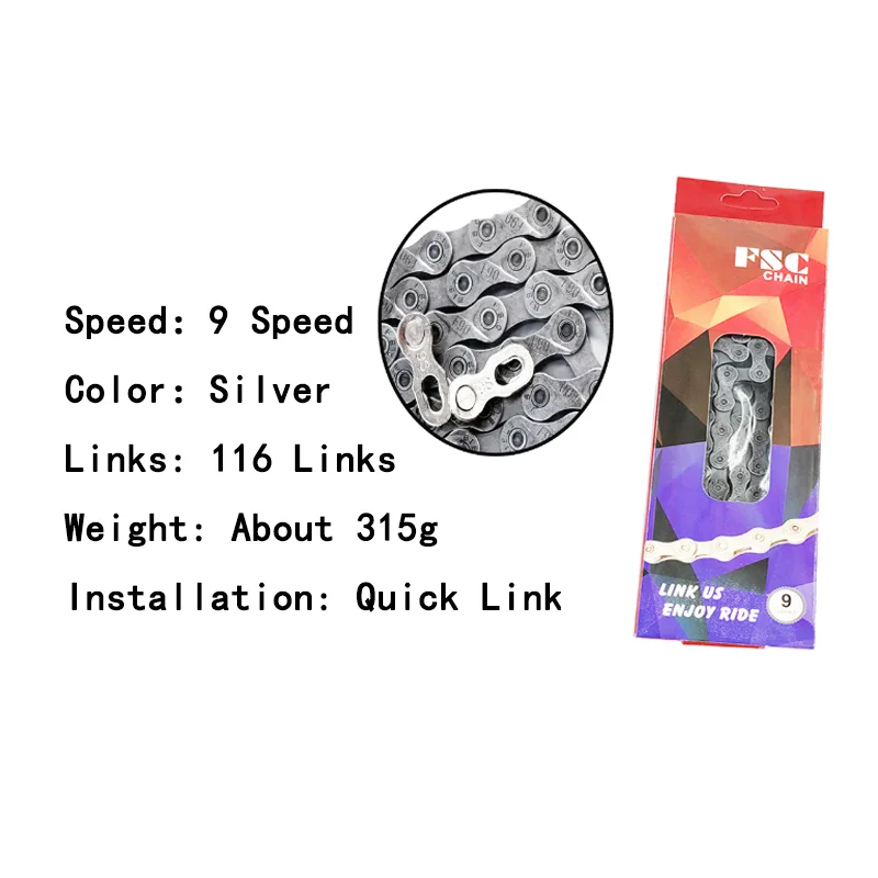 FSC 6/7/8/9/10/11/12 Speed Velocidade Bicycle Chain 116/126 Links Ultralight MTB Mountain Road Bike  6S 7S 8S 9S 10S 11S 12S