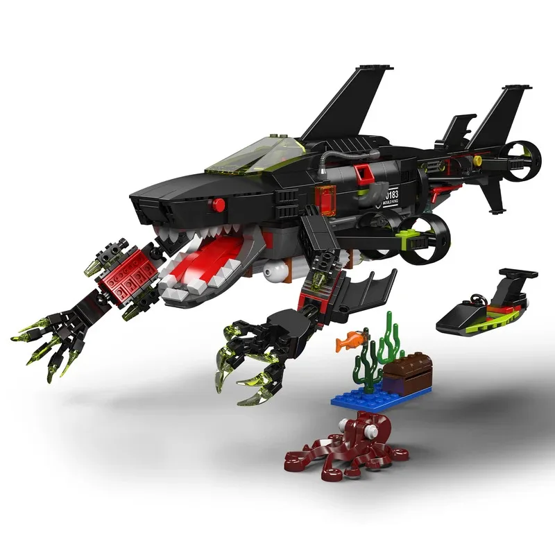 

MOULD KING 10183 Creative Ideal Sea Shark 1031 Pieces Building Block Shark Submarine Toy Set for Kids Birthday