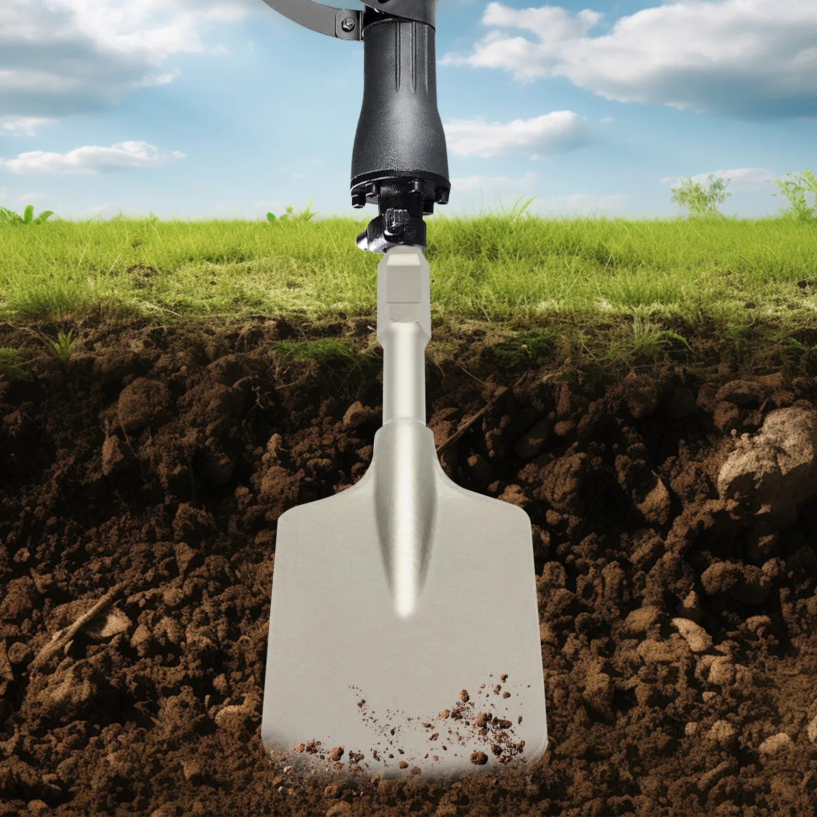 

17.3" Electric Hammer Shovel 40Cr Steel Long Handle Demolition Shovel Fits 65A Breaker Hammer for Demolition & Digging