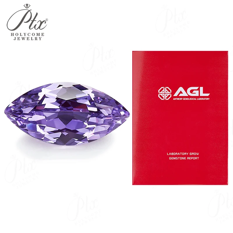 مختبر جديد نمت الأرجواني الياقوت ماركيز شكل بريليانت قطع فضفاض حجر تمرير الماس اختبار AGL شهادة مواد المجوهرات DIY بها بنفسك