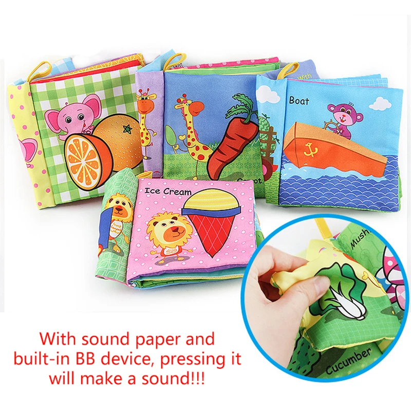 0-3 Years Old Infant Baby Soft Cloth Book Toys Early Education Stimulates Training Cognitive Cloth Book for Kids Gift With Sound