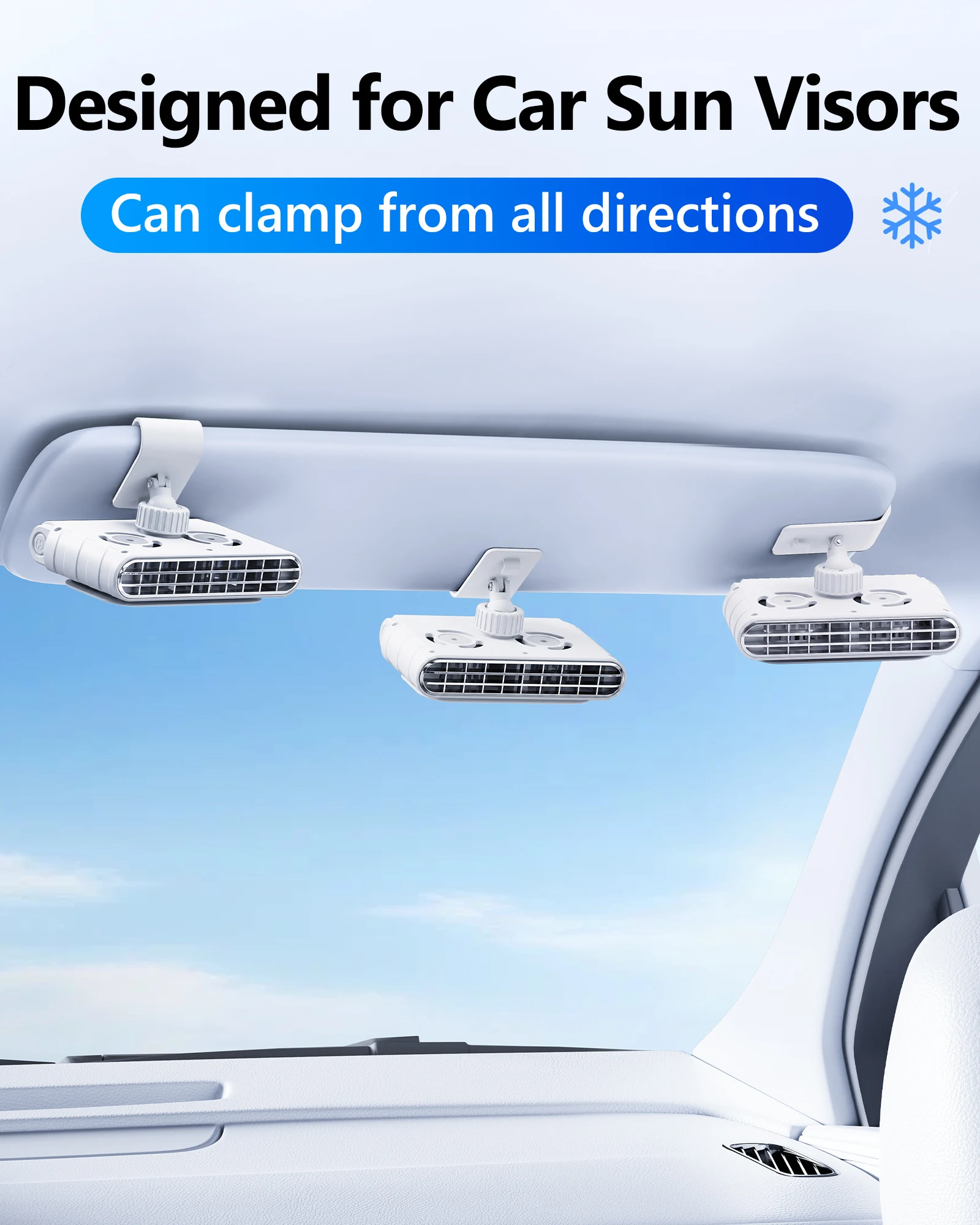

Hipacool Cooling Fan for Car Sun Visor with Adjustable Strap 3000mAh Battery 90° Tilt + 360° Rotation Fan for Bathroom Kitchen