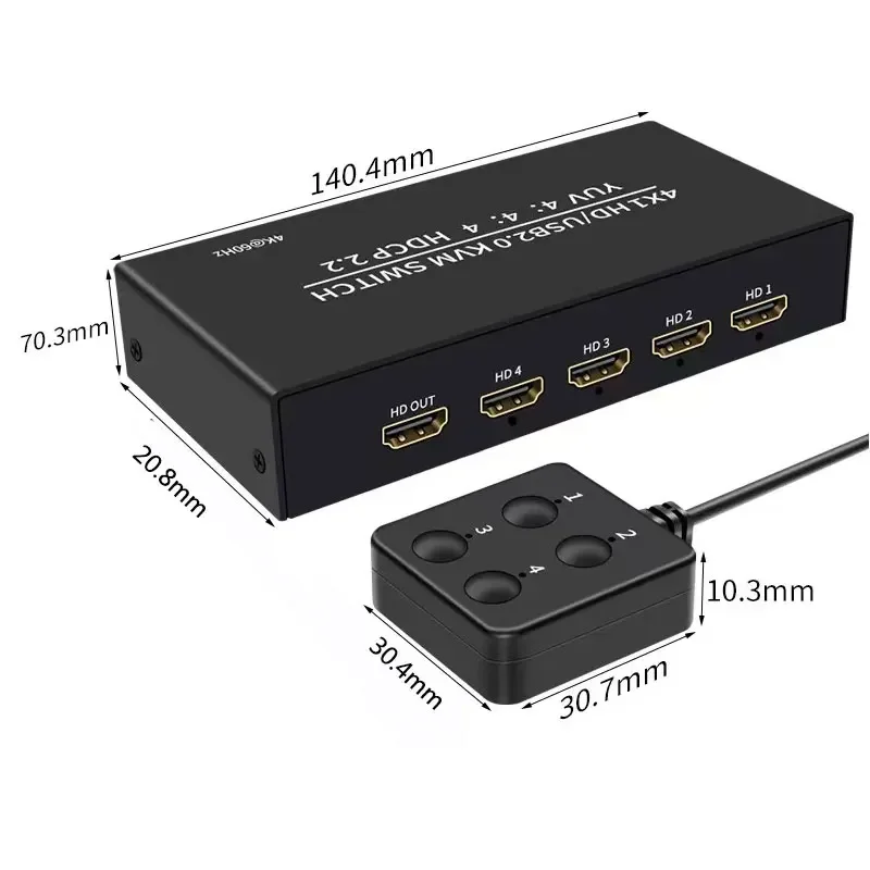 4k 60hz kvm 4x1 switch hdmi-compatível com switcher usb hdcp2.2 seletor 4 em 1 saída para 4 pc compartilhar monitor mouse teclado 4 portas