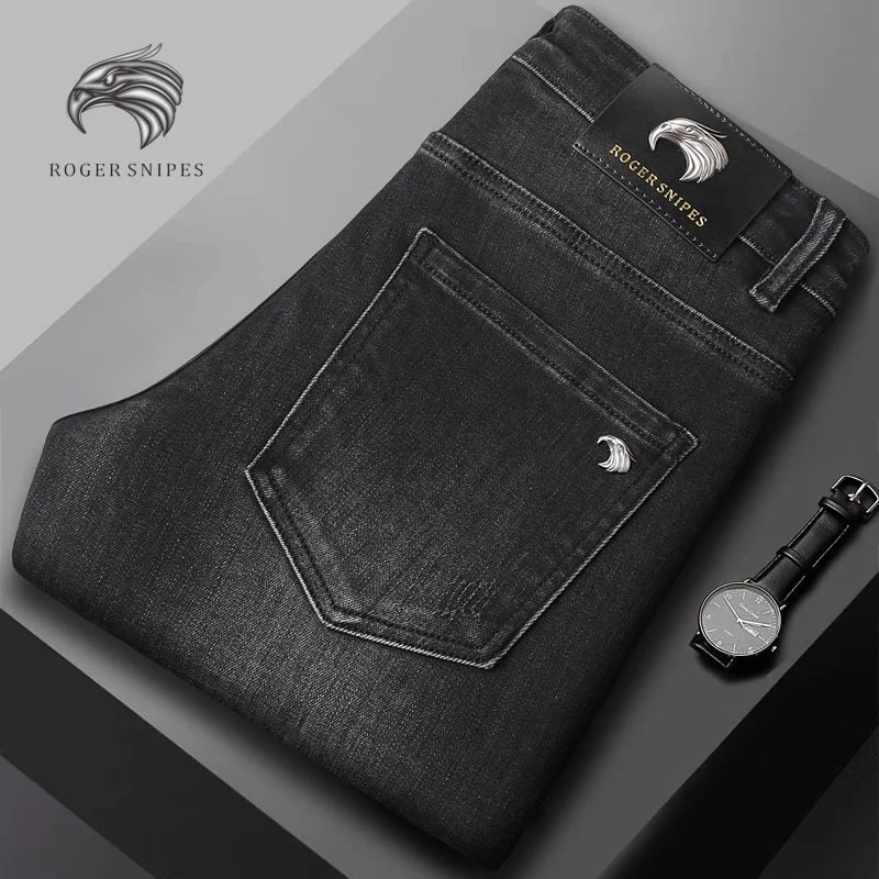 

Новые модные эластичные мужские джинсы прямого кроя для осени и зимы: комфортные, дышащие, облегающие, высококачественные, повседневные