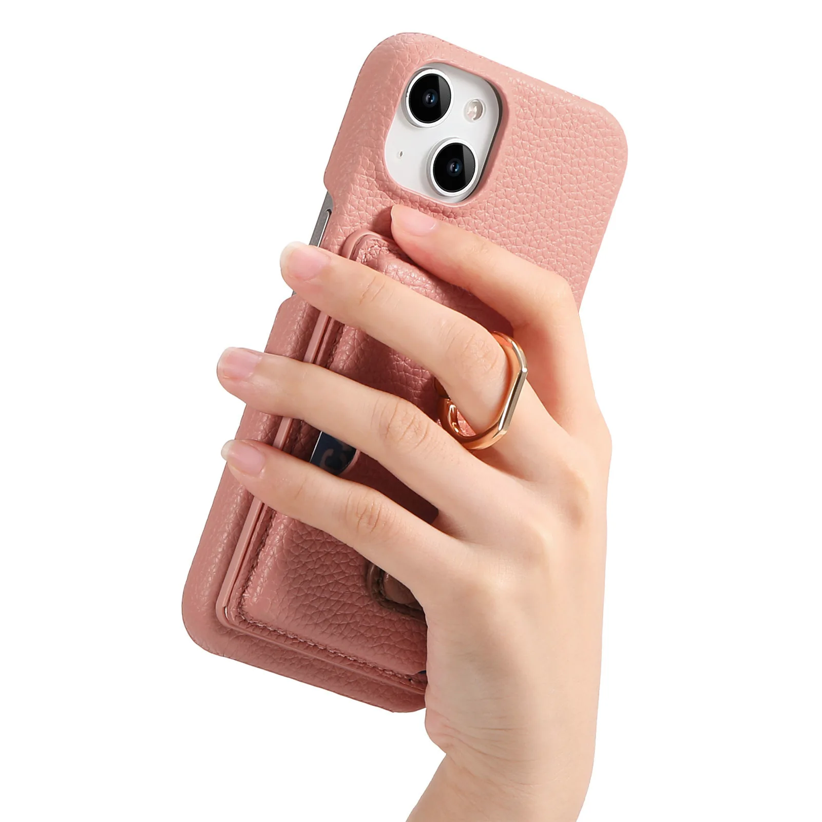 Leather Ring Support Phone Case for IPhone 17 Air 16E 18 16 15 14 13 12 11 Pro Max Plus Wallet with Card Holder Shockproof Cover