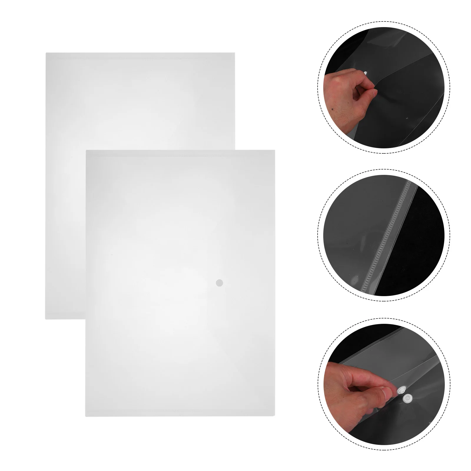 10 Pcs Transparent File Bag Document Folders Holders Bags Snap Button Pouches Documents Office Supplies