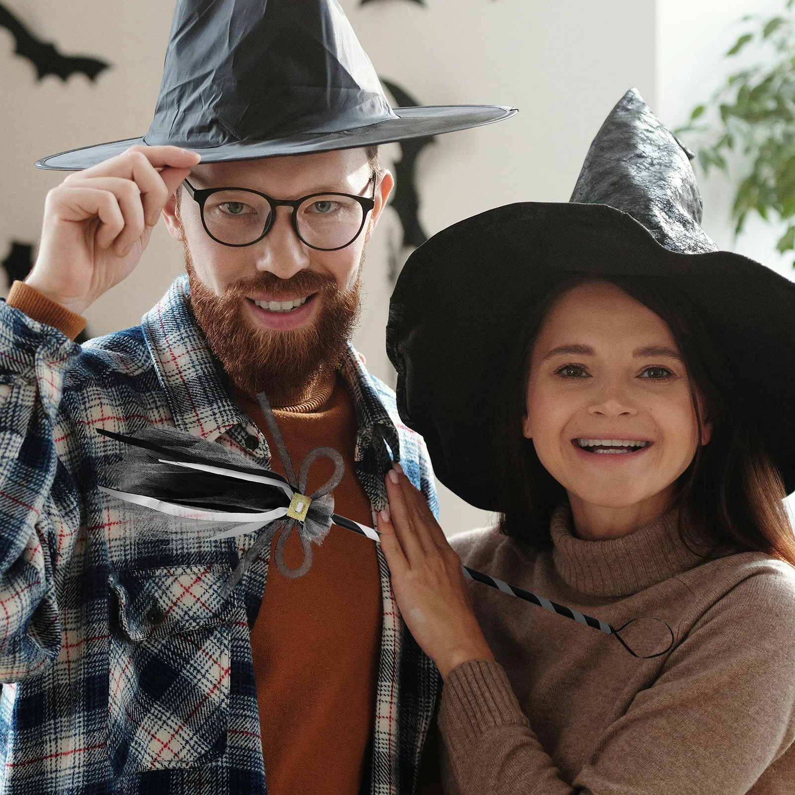 

Halloween Witch Broom Broomstick Decor Clothing Cosplay Prop Child Mini Red Rope