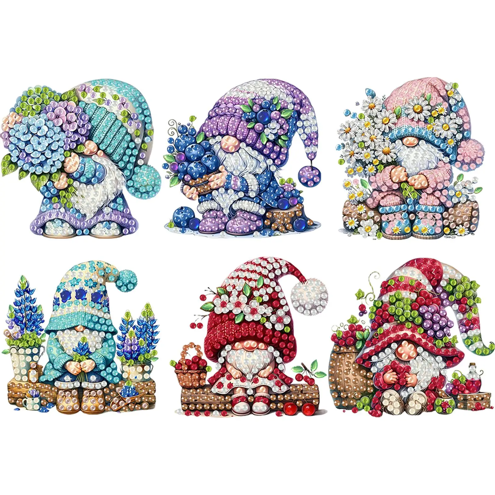 

6pcs Acrylic DIY Gnome Diamond Painting Magnets Diamond Art Fridge Magnet Kit