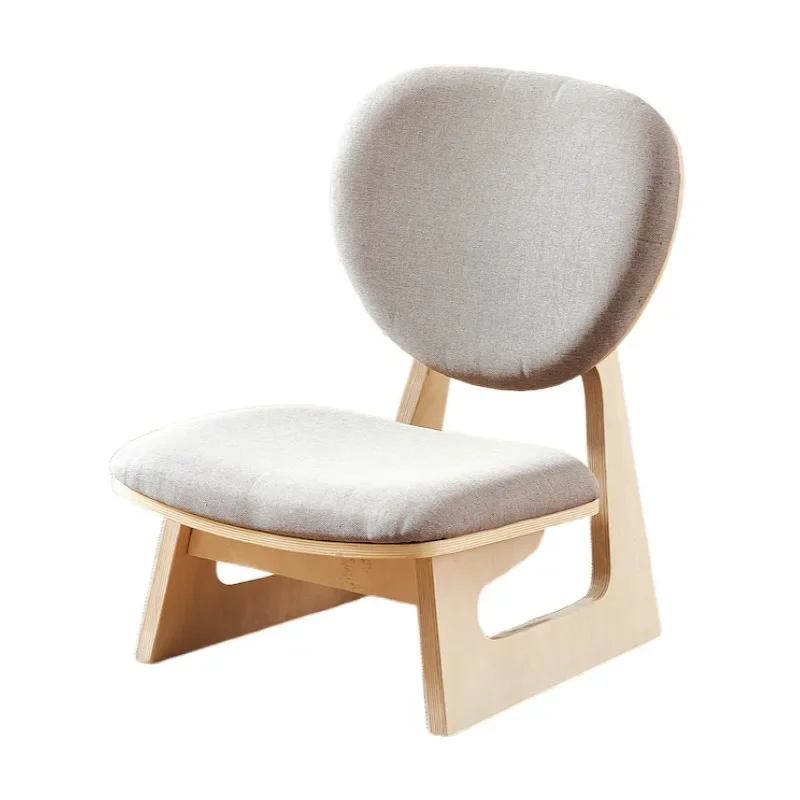 Low Sitting Stool Wood Chair  Japanese Style Tatami Furniture Leisure Kneeling  Meditation Seat Fabric Upholstery Cushion