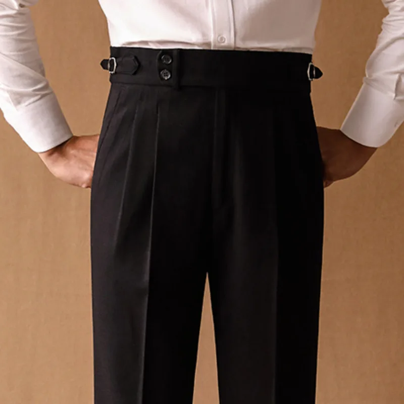 Business Pants Men Social Trousers Office-trouser Retro Gentlemen Italian Naples Casual Suit Pant Men Straight Dress Pants 2024