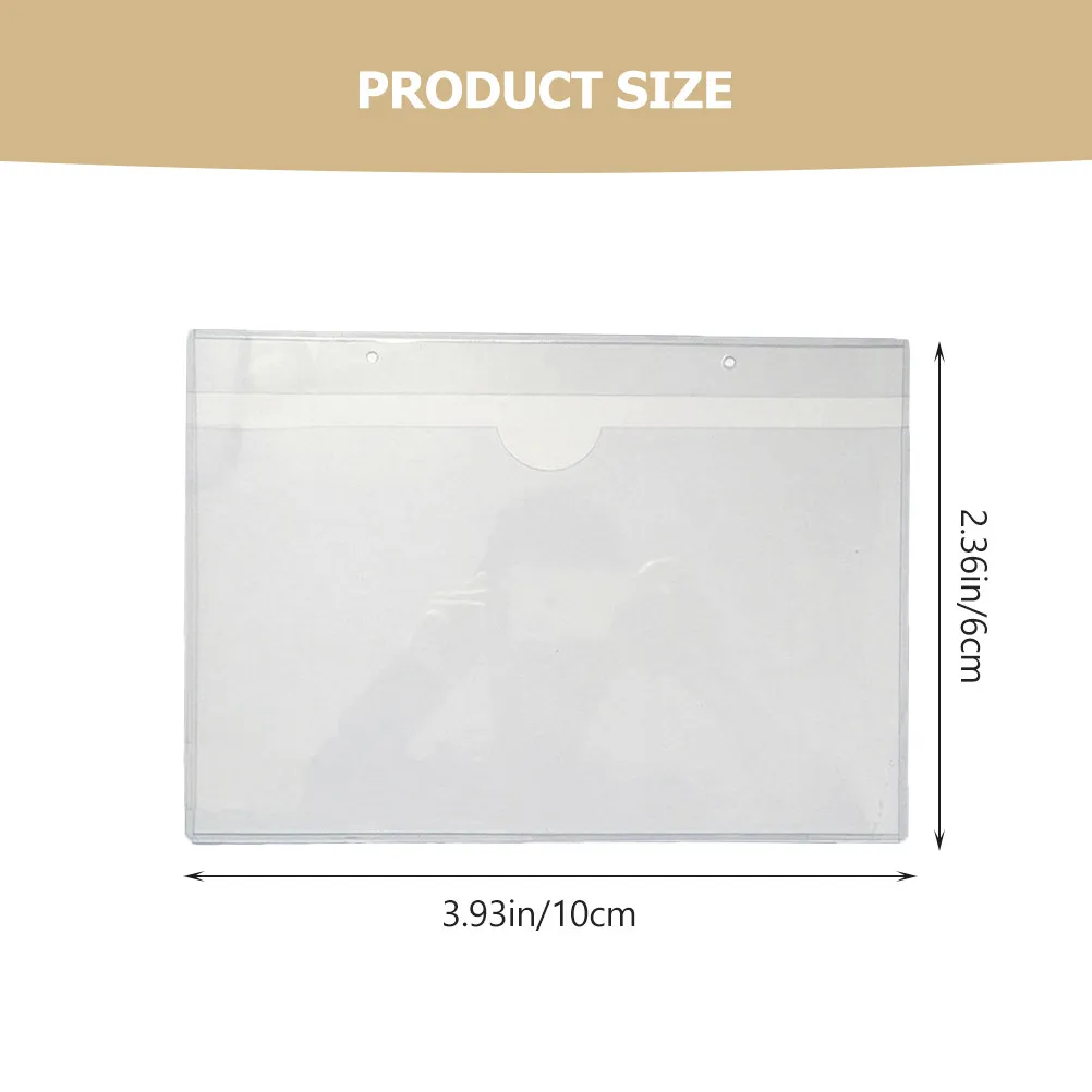 20Pcs Clear PVC Self-Adhesive Index Card Sleeves for Business Cards Photos Library Organizing Sticky Label Protection Holder
