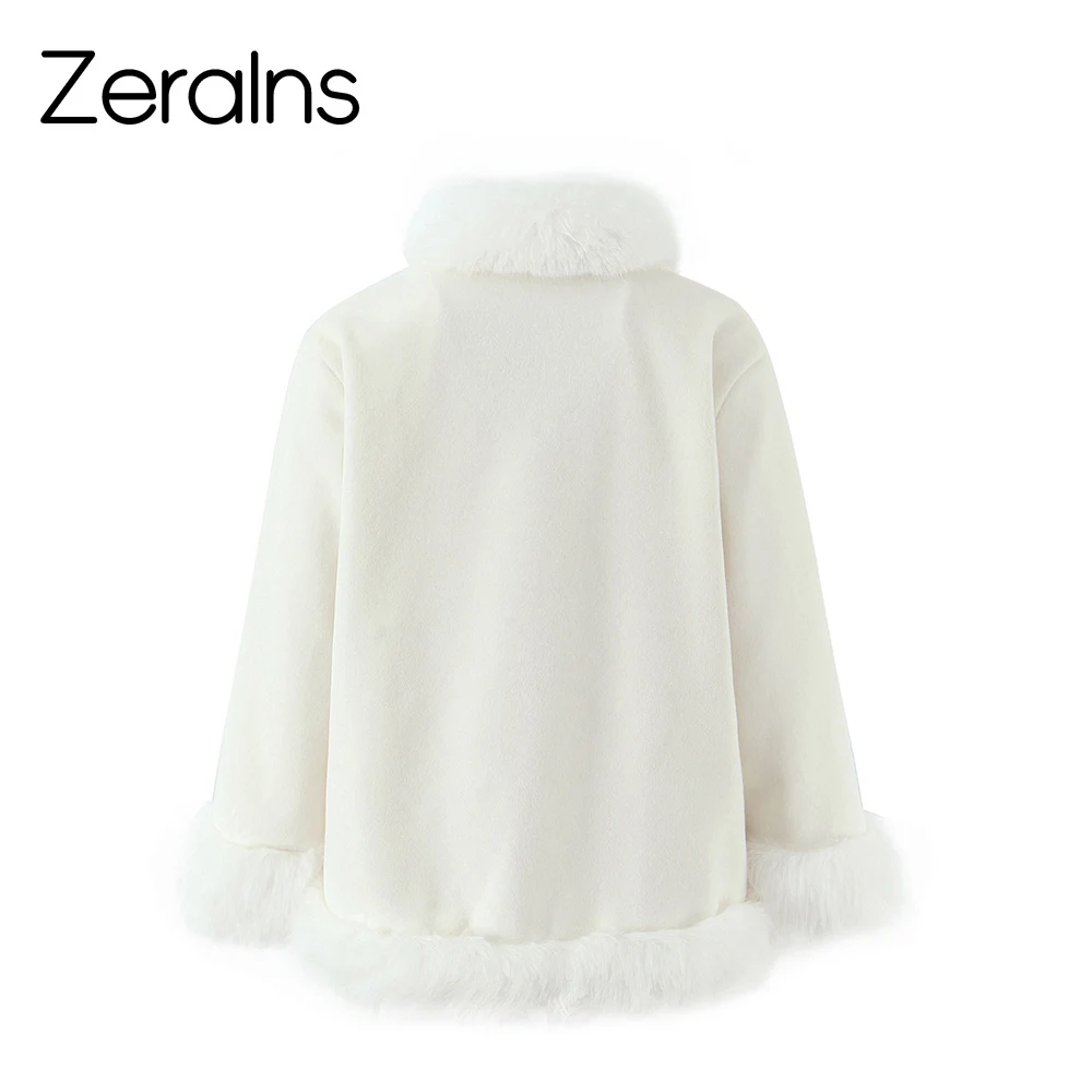 ZERAINS 2025 Winter Neue Koreanische Ausgabe Nachahmung Fuchs Pelz Kragen Pelzmantel für Weibliche Prominente Wind Schal Pelzmantel