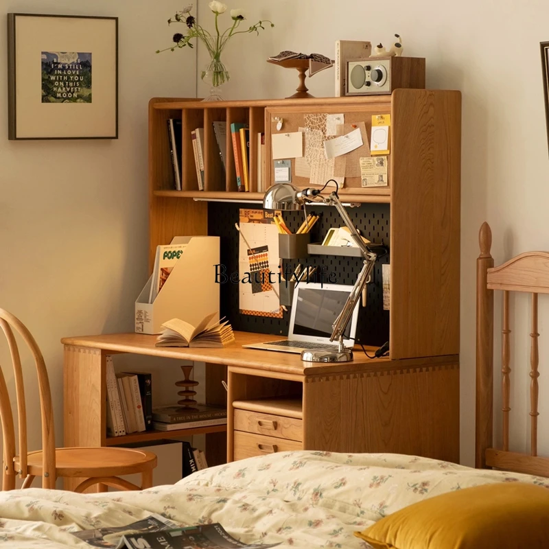 

Integrated solid wood computer desk Japanese-style household double desk