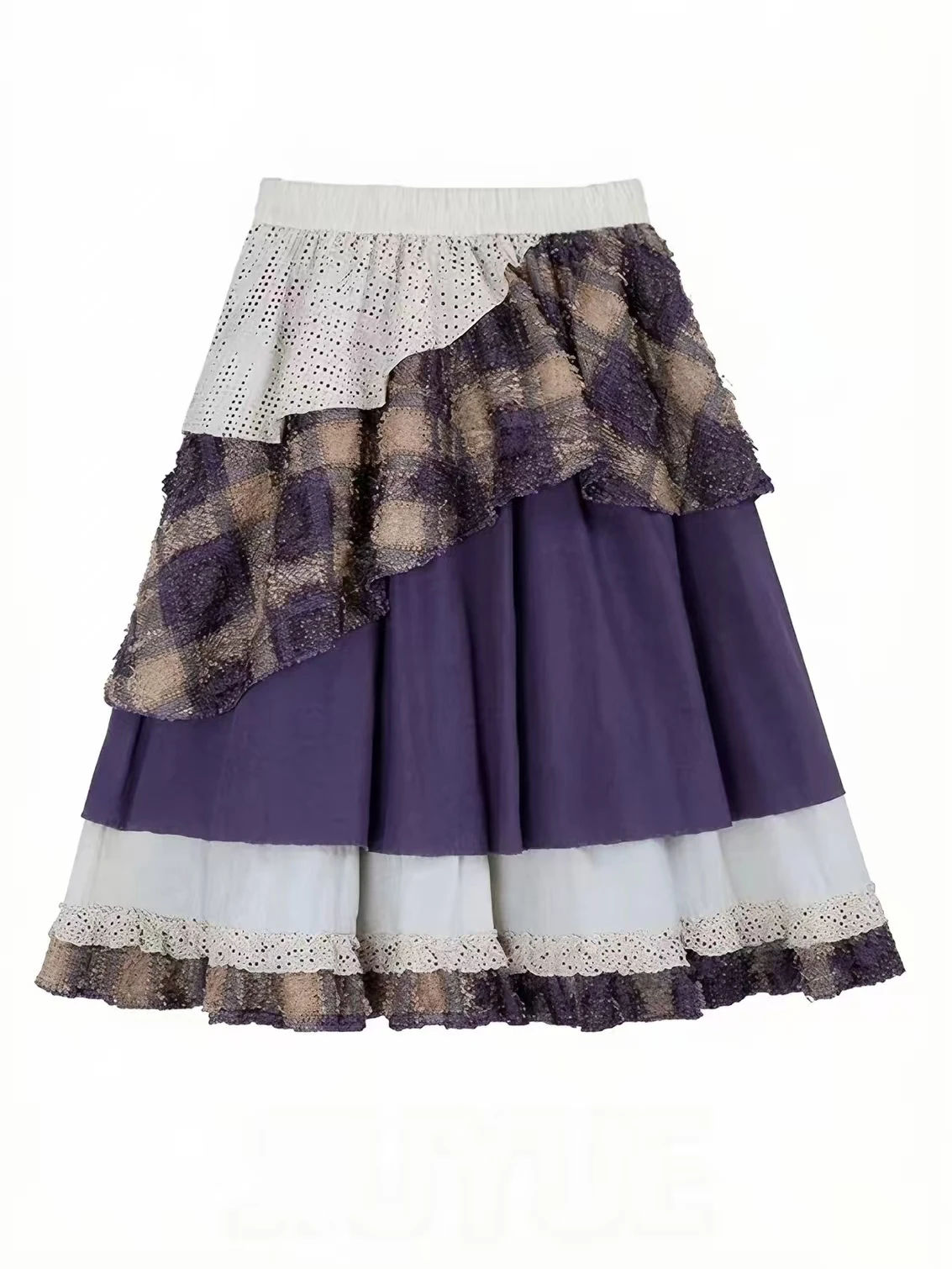 New In Autumn Winter 2026 Patchwork Big Swing Half Skirts Women's A Line Mid-length Skirts Faldas Woman Clothing