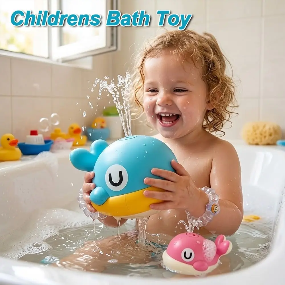 New Light Up Childrens Bath Lights USB Charging Little Whale Sensor Floating Bathtub Fountain Water Table