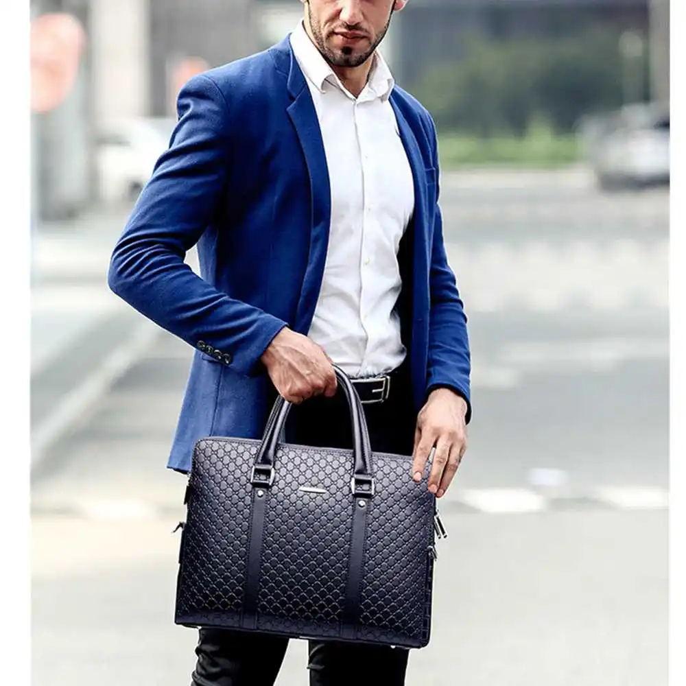 New Double Layers Men\'s Leather Business Briefcase Casual Man Shoulder Bag Messenger Bag Male Laptops Handbags Men Travel Bags