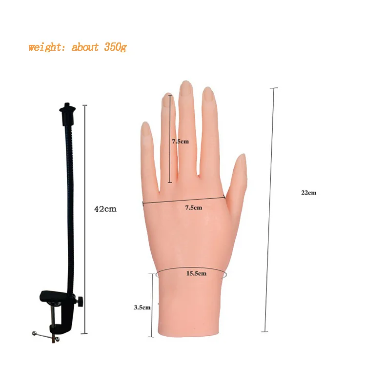 Artificial Simulation Hand Finger Display Flexible Movable Nail Practice Hand With Bracket for Acrylic Nails