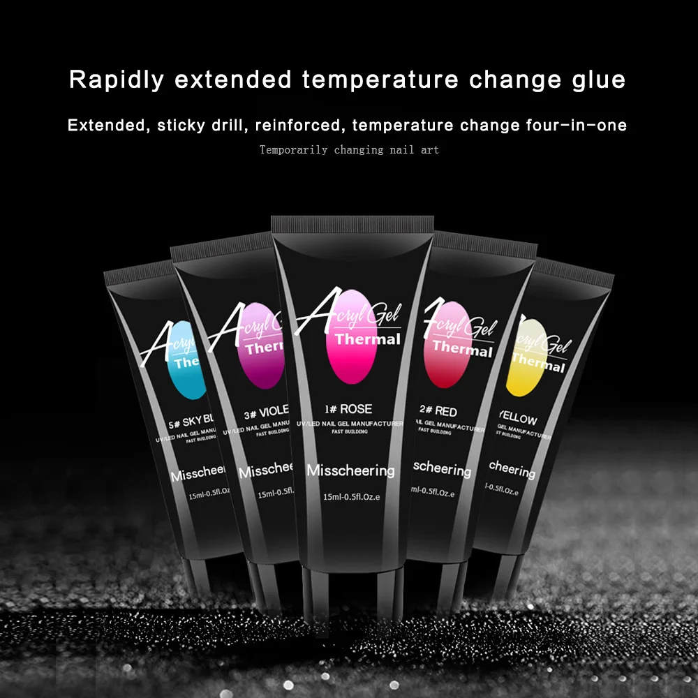 

15ml Rapidly Extended Temperature Change Glue Rapidly Extended Temperature Nail Builder Polish Extension Gel Glitter Reinforced