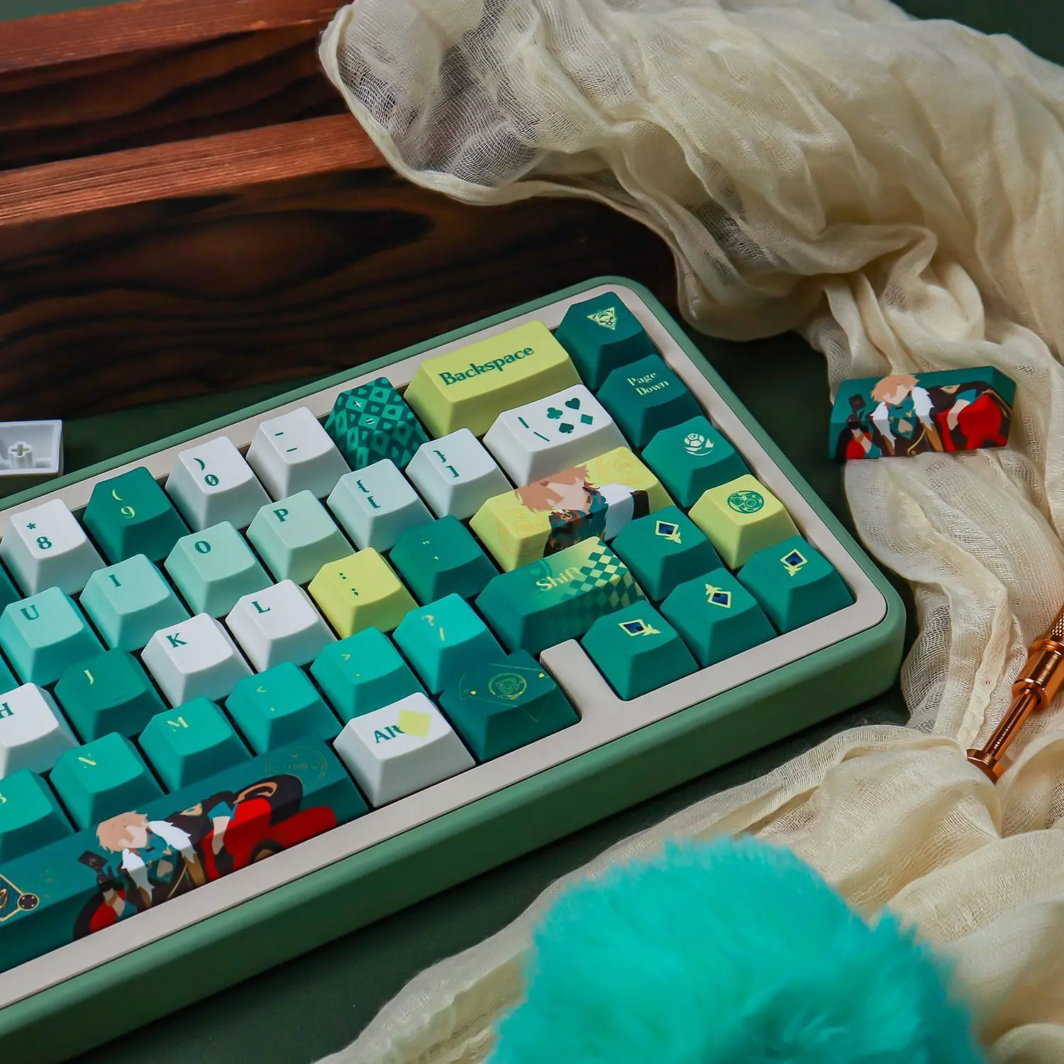 143 Keys Aventurine Keycaps Honkai Star Rail PBT Dye-Sub Ailice Keycaps 2.25u 2.75u Key Cap for 7u 61 68 87 104 108 Keyboard