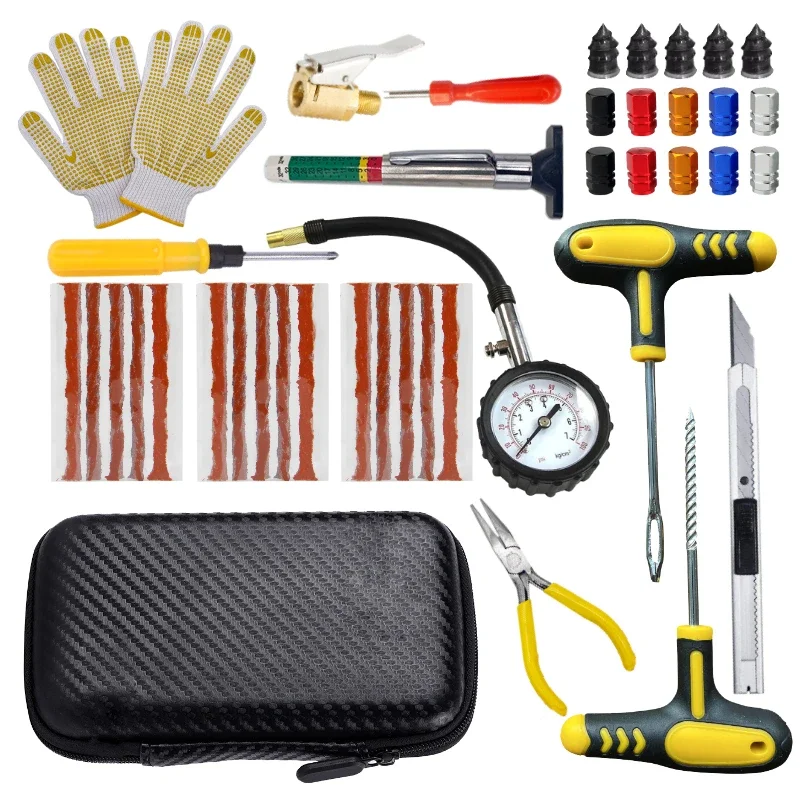 Car Tire Repair Kit Puncture Plug Tools Tyre Puncture Emergency for Tire Strips Stirring Glue Repair Tool Kit