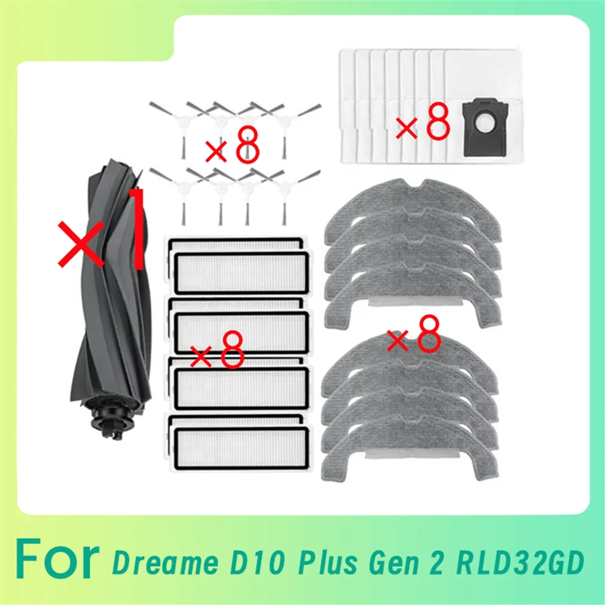 33 Pcs Main Side Brush Mop Filter for Dreame D10 Plus Gen 2 RLD32GD  ing Robot Cleaner Parts Replacement