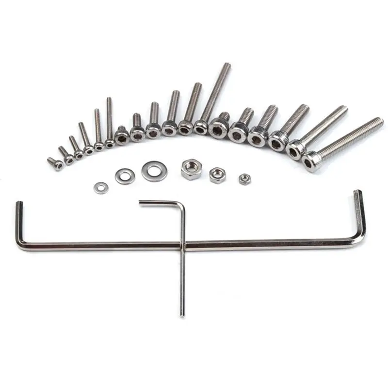 ABJI-2160PCS M2/M3/ Stainless Steel Hex Socket Bolt And Nuts Set Fastener Hardware Hexagon Socket Head Cap Screws