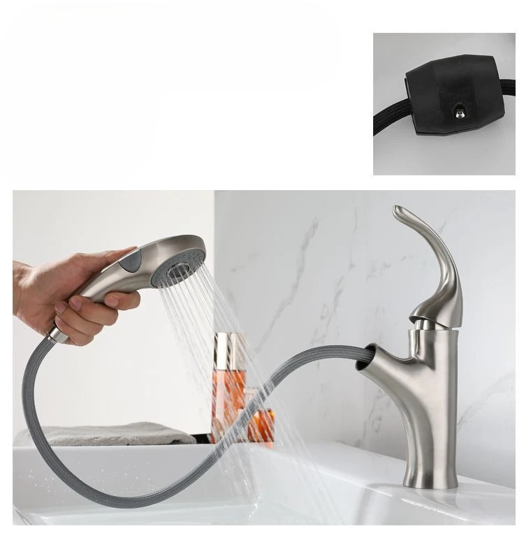 Stainless steel kitchen faucet small single handle pull-out mixer faucet sprayer